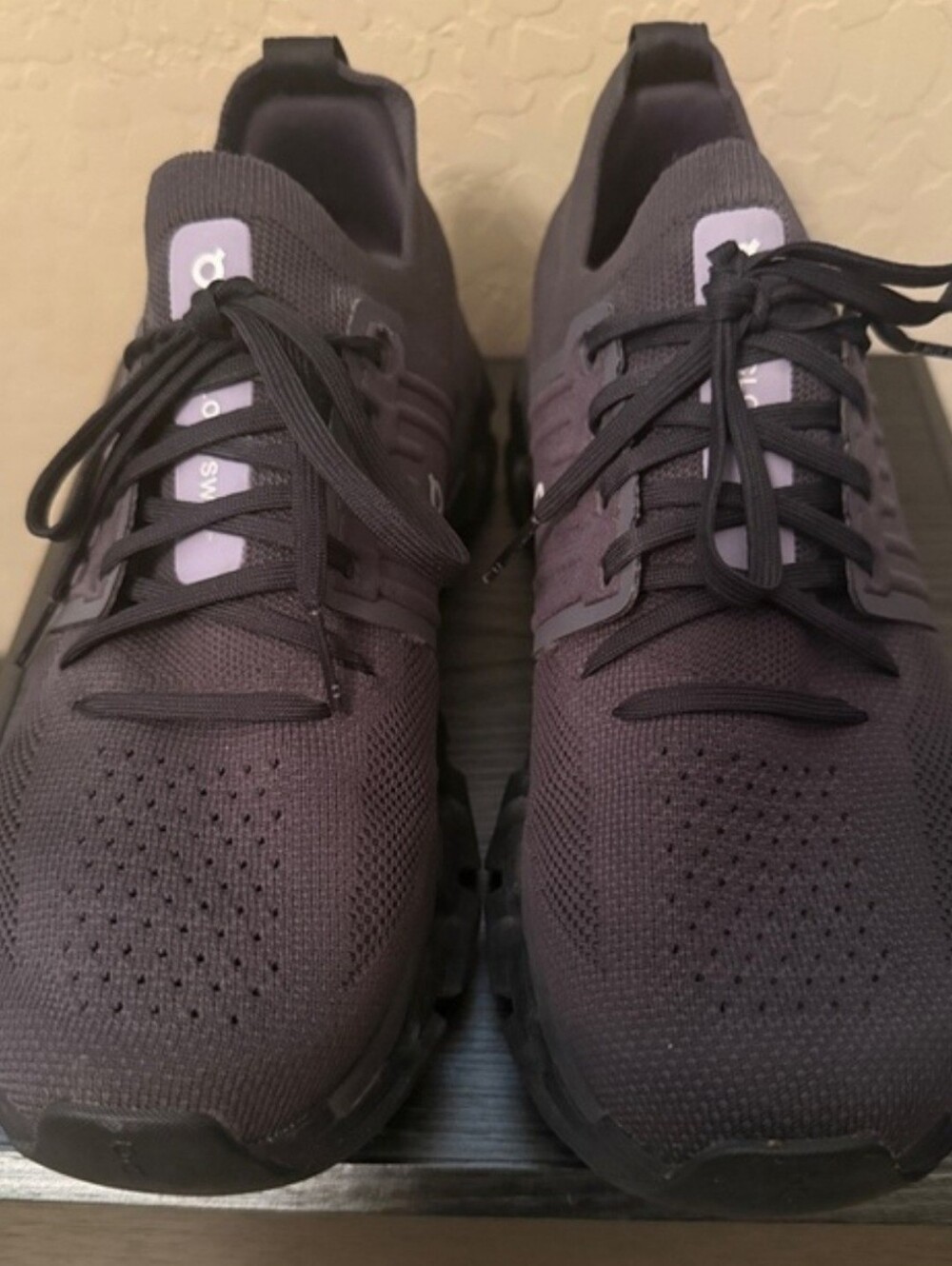 Breathable Black Athletic Sneakers with Subtle Lilac Accents